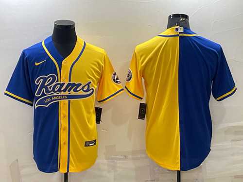 Men's Los Angeles Rams Blank Royal Yellow Split With Patch Cool Base Stitched Baseball Jersey,We sell and wholesale Men's Los Angeles Rams Blank Royal Yellow Split With Patch Cool Base Stitched Baseball Jersey on line form chian!